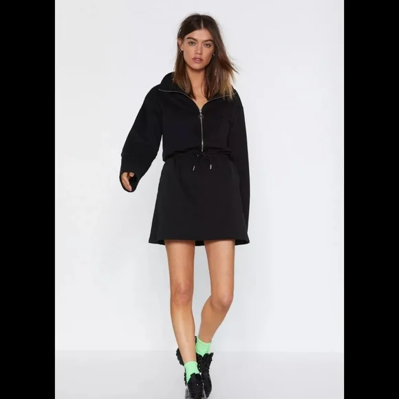 Nasty Gal Zip 'Em Into Shape Long Sleeve Zip-Up Sweatshirt Dress 2X Host Pick - Picture 2 of 15